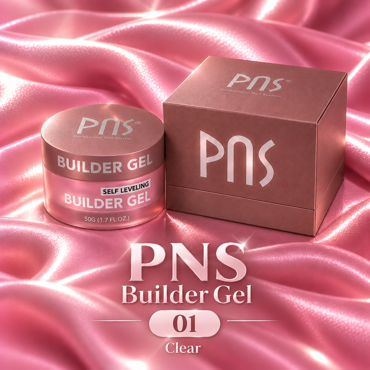 بیلدر ژل کاشت ناخن پی ان اس کلییر ۵۰ گرم کد BG01